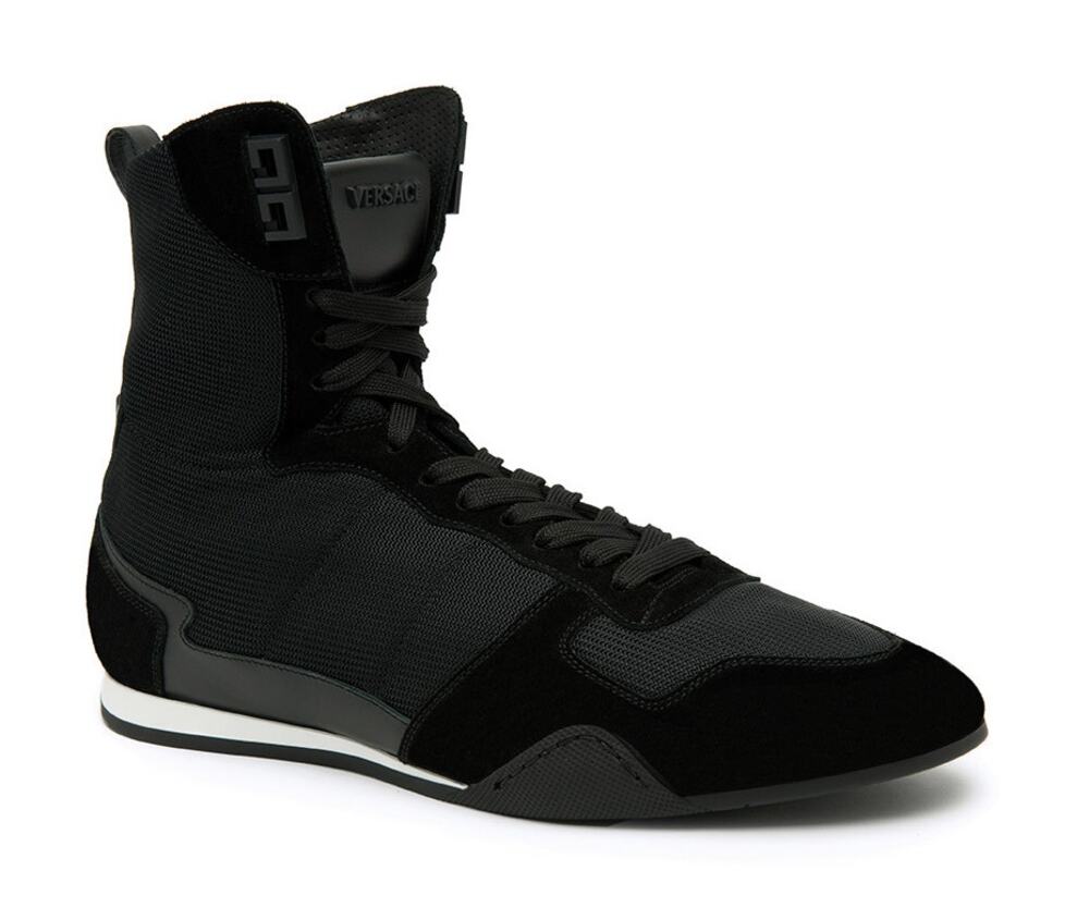 VERSACE High Top Greek Key Sneakers Black Sz 45/US 12 $795